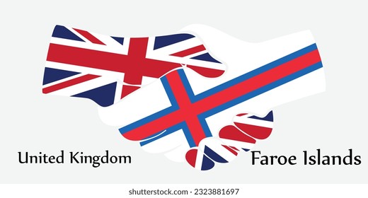 Design shake hands. Concept United Kingdom and Faroe Islands the borth country a good contact, business, travel, transport and technology.
