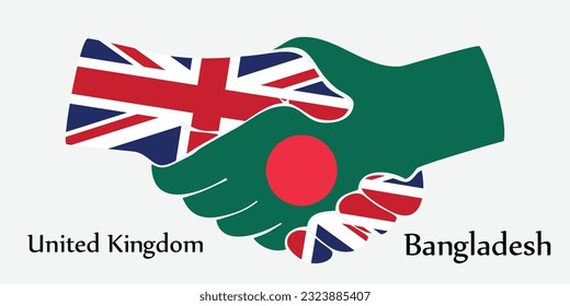 Design shake hands. Concept United Kingdom and Bangladesh the borth country a good contact, business, travel, transport and technology.