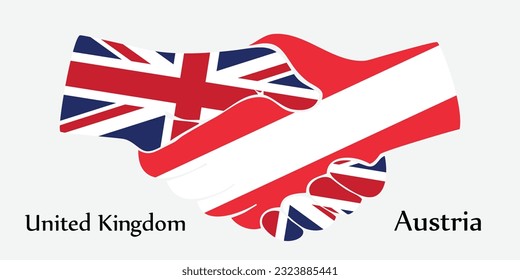 Design shake hands. Concept United Kingdom and Austria the borth country a good contact, business, travel, transport and technology.