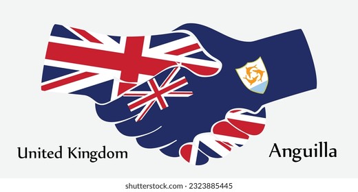 Design shake hands. Concept United Kingdom and Anguilla the borth country a good contact, business, travel, transport and technology.