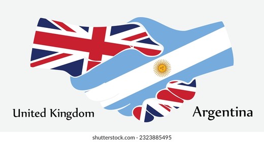 Design shake hands. Concept United Kingdom and Argentina the borth country a good contact, business, travel, transport and technology.