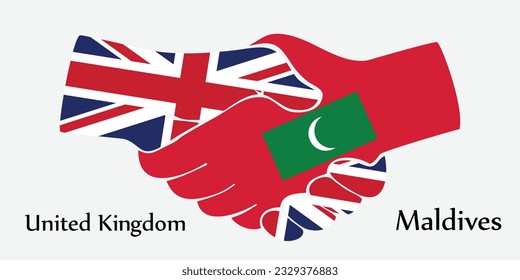 Design shake hands. Concept United Kingdom and Maldives the borth country a good contact, business, travel, transport and technology.