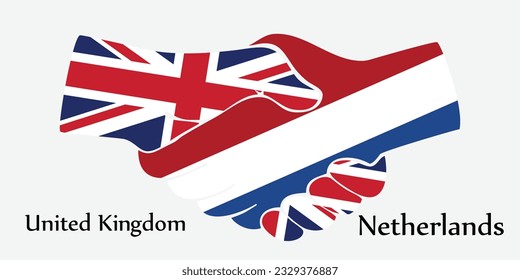 Design shake hands. Concept United Kingdom and Netherlands the borth country a good contact, business, travel, transport and technology.