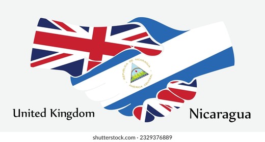 Design shake hands. Concept United Kingdom and Nicaragua the borth country a good contact, business, travel, transport and technology.