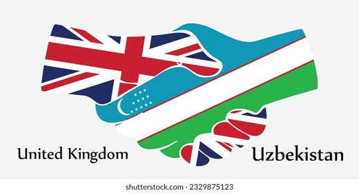 Design shake hands. Concept United Kingdom and Uzbekistan the borth country a good contact, business, travel, transport and technology.
