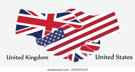 Design shake hands. Concept United Kingdom and United States the borth country a good contact, business, travel, transport and technology.