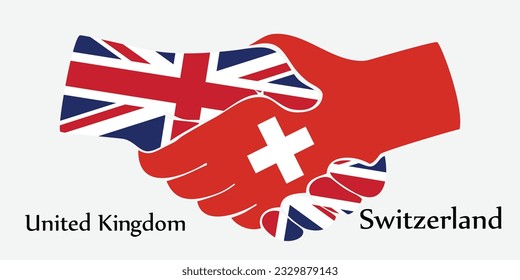 Design shake hands. Concept United Kingdom and Switzerland the borth country a good contact, business, travel, transport and technology.