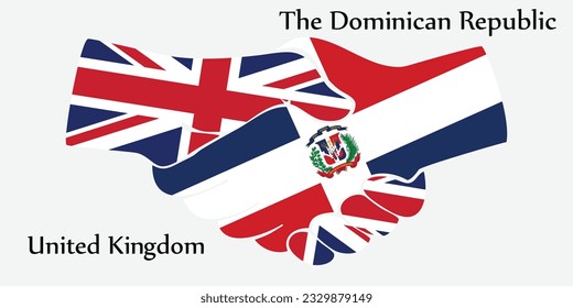 Design shake hands. Concept United Kingdom and the Dominican Republic the borth country a good contact, business, travel, transport and technology.