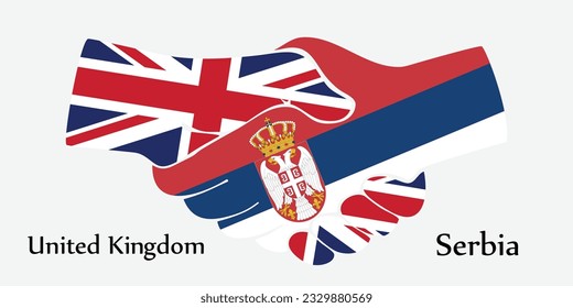 Design shake hands. Concept United Kingdom and Serbia the borth country a good contact, business, travel, transport and technology.