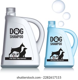 Design a shampoo bottle for dogs. Illustration vector