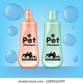 Design a shampoo bottle with a pump cap for dogs. Illustration vector