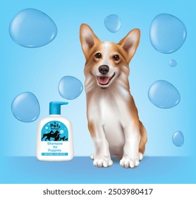 Design shampoo bottles for various types of dogs.