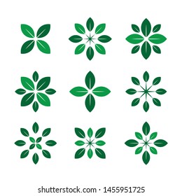 Design shape leaf logo and abstract organic leaf logo. Leaf logo eco graphic creative template. Environment decoration modern leaf emblem