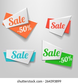 Design shape Origami vector banner. Sale