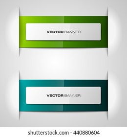 Design shape Origami vector banner. Two full-color glossy rectangle with a flare for your header or suggestions. Smooth stickers inscriptions