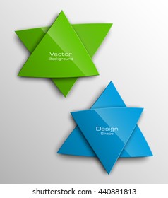 Design shape Origami vector banner. The original shape of two triangles superimposed. The flat image. Vector graphics