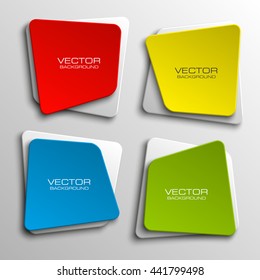 Design shape Origami vector banner. The original form as two squares with rounded corners, overlapping. The flat image. Vector graphics