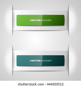 Design shape Origami vector banner. Two full-color glossy rectangle with a flare for your header or suggestions. Smooth stickers inscriptions