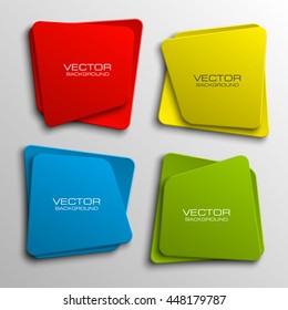 Design shape Origami vector banner. The original form as two squares with rounded corners, overlapping. The flat image. Vector graphics