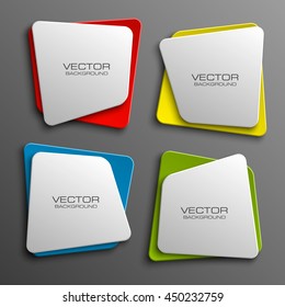 Design shape Origami vector banner. The original form as two squares with rounded corners, overlapping. The flat image. Vector graphics