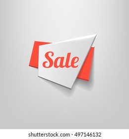 Design shape Origami vector banner. Sale