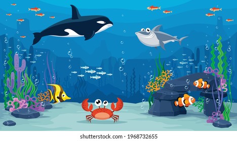 Design Shark and under sea Background 