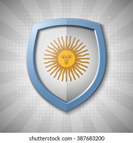 Design shield with the Argentina flag. Vector illustration