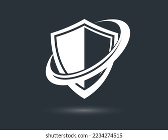 Design of shield for branding, ammo protection symbol, antivirus or sport theme, insurance or guarantee.