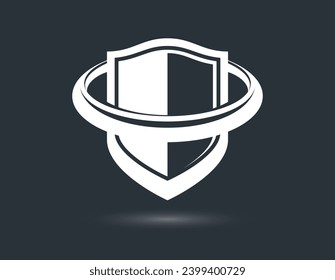 Design of shield for branding, ammo protection symbol, antivirus or sport theme, insurance or guarantee.