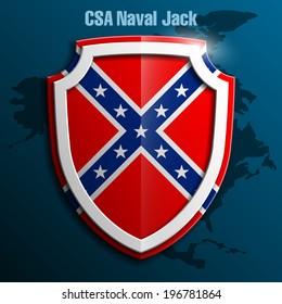 Design shield with flag the Confederate States of America "Southern Cross". Vector illustration