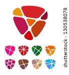 Design shield or heart logo element. Colorful abstract pattern, icon set. You can use in the jewelry shop, leisure club, and other commercial image.