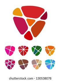 Design shield or heart logo element. Colorful abstract pattern, icon set. You can use in the jewelry shop, leisure club, and other commercial image.