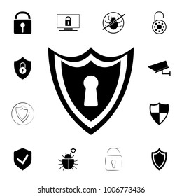 Design shield keyhole. Security icon. Set of cybersecurity icons. Signs, outline symbols collection, simple icons for websites, web design, mobile app, info graphics on white background