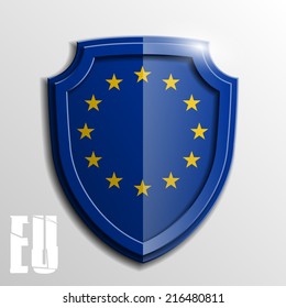 Design shield Origami banner with the flag of the European Union