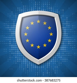 Design shield Origami banner with the flag of the European Union