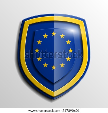 Design shield Origami banner with the flag of the European Union