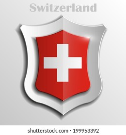 Design shield with the Switzerland flag. Vector illustration