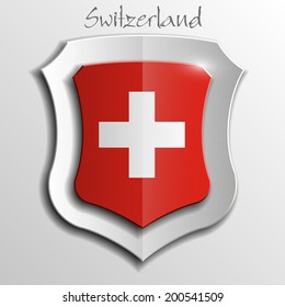 Design shield with the Switzerland flag. Vector illustration