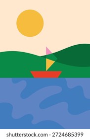 Barco de diseño océano audaz vibrante único