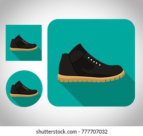 the design of a shoes flat icon with a shadow, and a set.