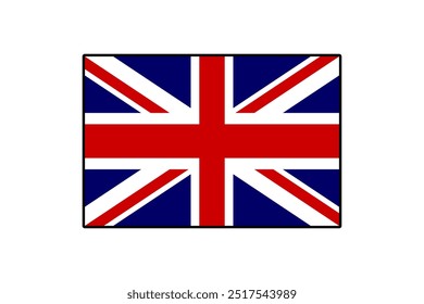 The design showcases a vector flag of the United Kingdom, illustrating bold colors of red, blue, and white in a distinctive pattern. This flag symbolizes British heritage and identity.