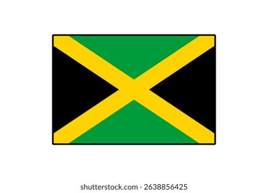 The design showcases the vibrant colors of the Jamaican flag, featuring a unique pattern with green, black, and yellow elements, representing the nation's rich culture and heritage.