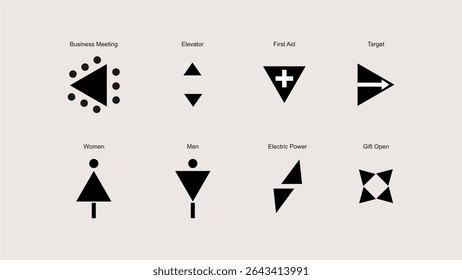 Sinais de design Ícones de tema triangulares exclusivos