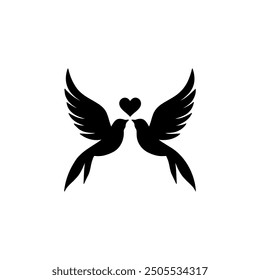 design with silhouette art, illustration of a pair of doves in love