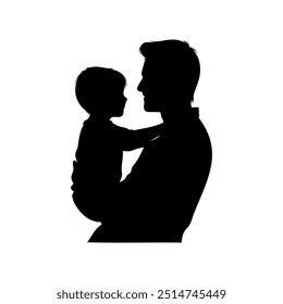 Design with silhouette art, image of a father holding his child, Father's day