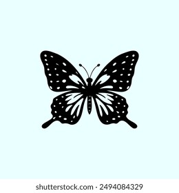 a design with silhouette art, a picture of a black butterfly
