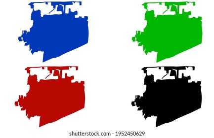 design silhouette of the city map of Frisco in Texas, United States of America on a white background