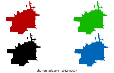 design silhouette of the city map of Lubbock in Texas, United States of America on white background