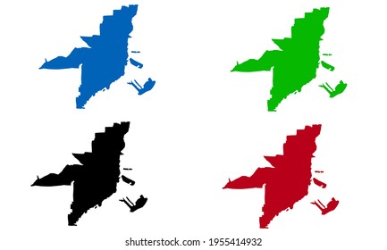 design silhouette of city Miami map in Florida, United States of America on white background
