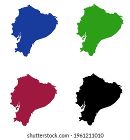 design silhouette of the country map of Ecuador in South America on a white background